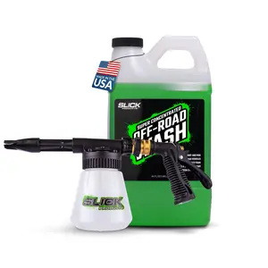 Slick Products Off-Road Wash (64 oz.) + Garden Hose Foam Gun Bundle – Super Concentrated ATV, UTV, Dirt Bike, Truck & Jeep Wash Foam Shampoo for Heavy Dirt and Mud