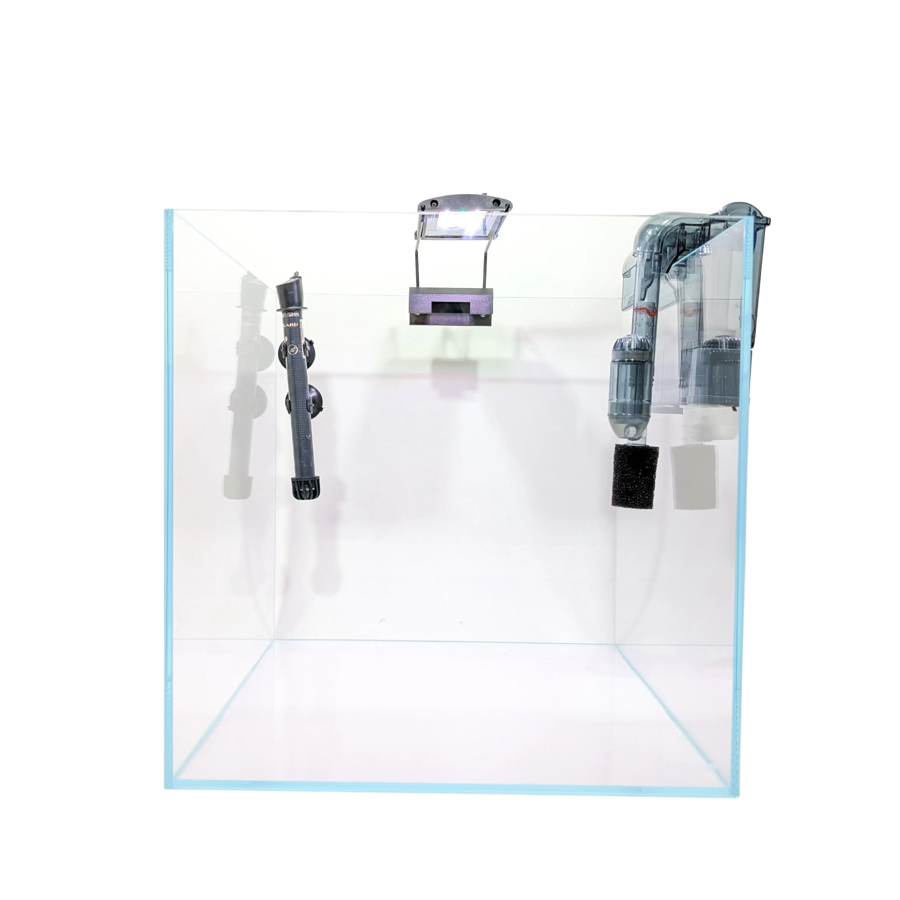 5-Gal Rimless Ultra-Low Iron Glass Cube Aquarium Kit - Cube Shape Complete Fish Tank Set with Filter, Full-Spectrum LED Light, Algae Scrub Pad for Aquatic Pets (Enhances True Colors)