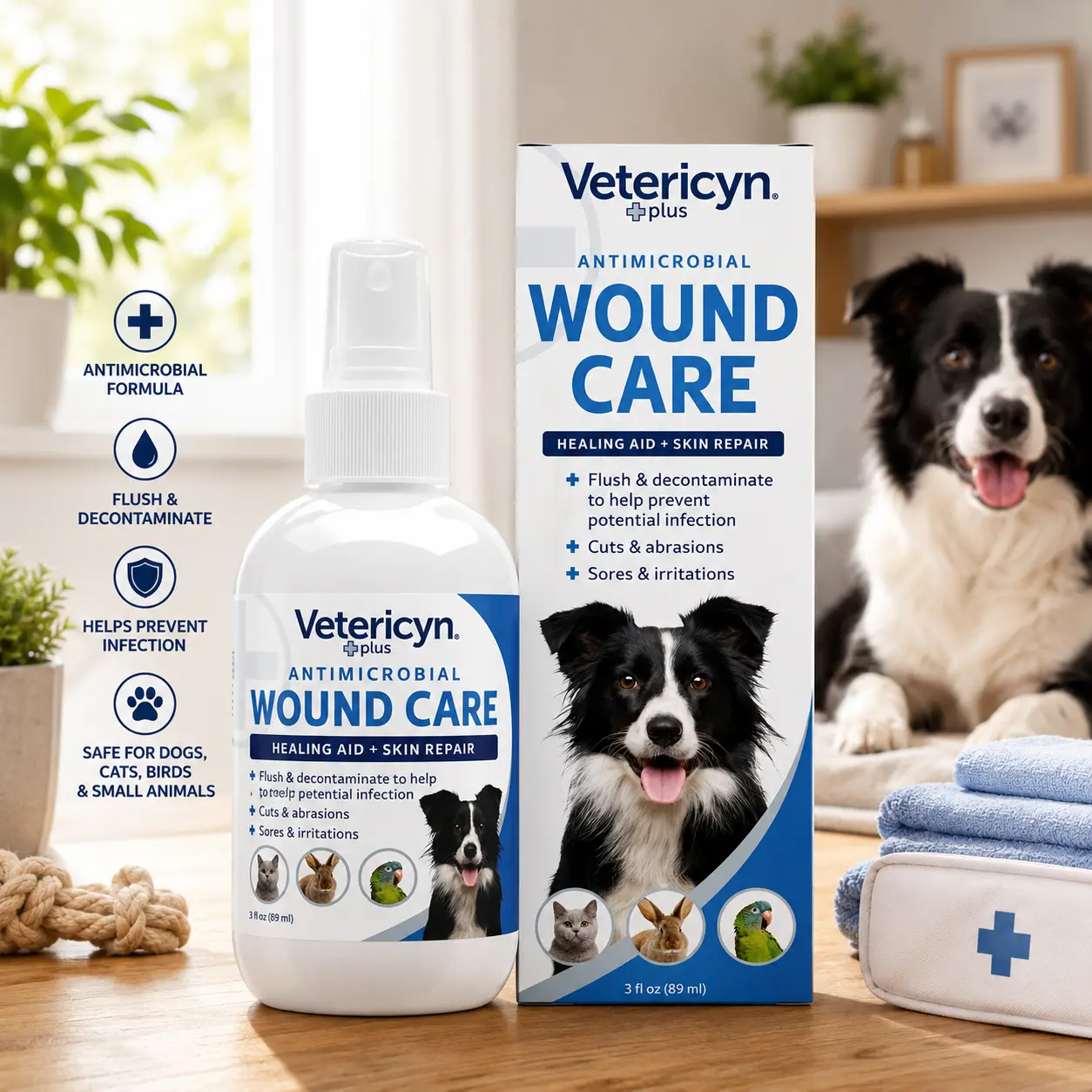 Vetericyn Plus Dog Wound Care Spray - 3 oz Pet First Aid Healing Aid, Skin Repair Solution, Wound Cleaner, Safe for All Animals