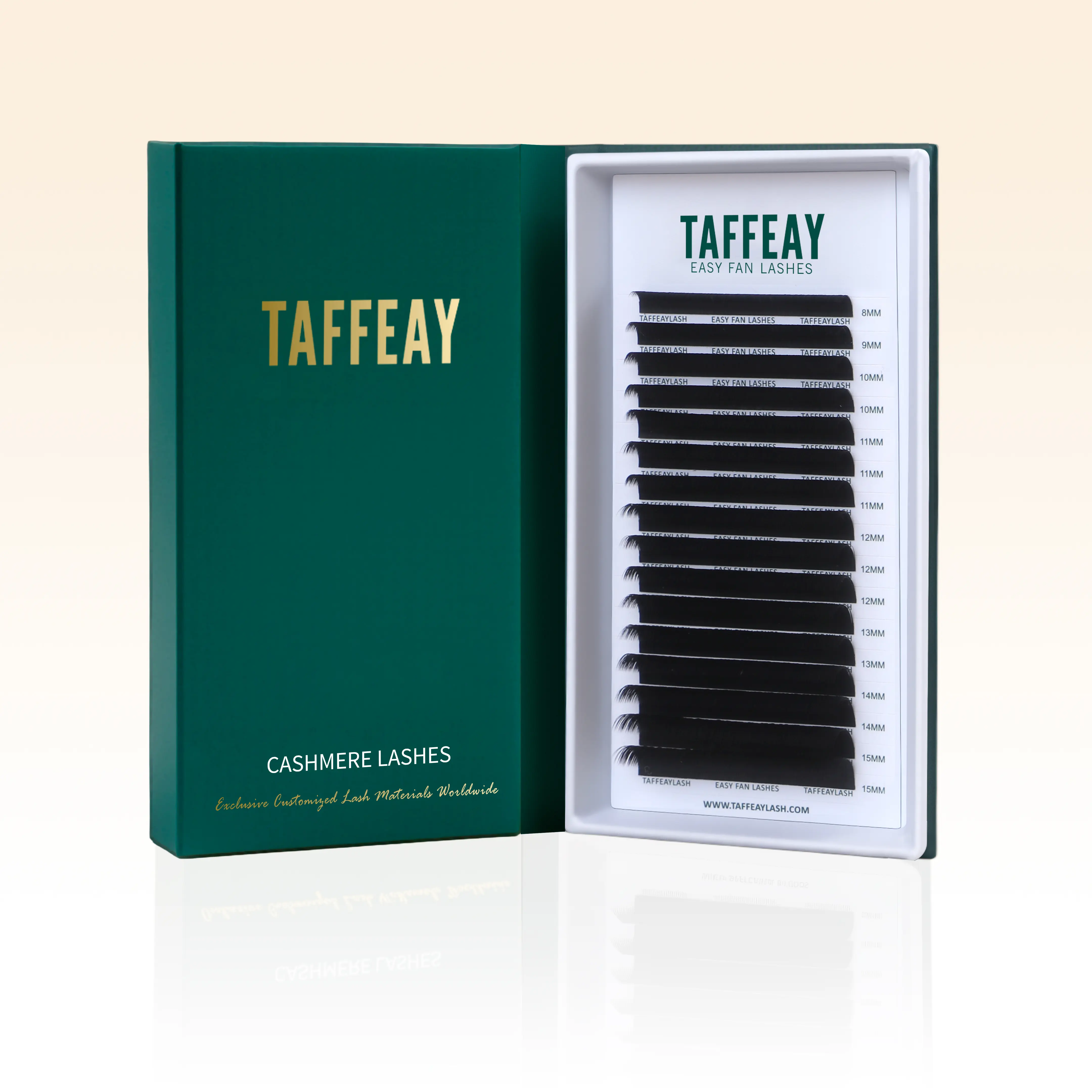 TAFFEAY 0.07MM Easy Fan Super Matte Black Volume Lash Extensions, 16-Row Makeup Eyelash Extensions for Professional Lash Artists