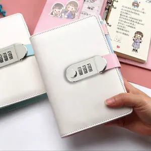 Dual Color Macaron Style Faux Leather Notebook Set, Combination Lock Journal, Budget Planner, Multi-Color Stickers & Pockets, Diaries