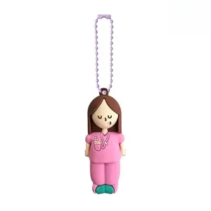 Nurse Style Syringe Opener Keychain, Soft Rubber Glass Bottle Break Tool with Nurse Design, Portable Compact Medical Aid for Doctors Nurses, Cute Creative Gift