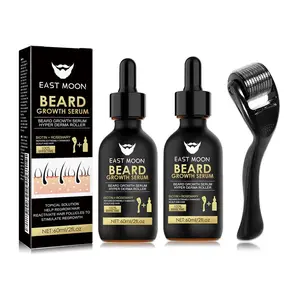 2PCS Beard Growth Serum & Beard Massage Derma Roller, 2 Counts/set Beard Care Accessories for Strengthening Beard, Beard Care Product & Tool for Men Daily Use, Comfort Hair Care Supplies, Lightweight, Nutritious Oil for Beard Care