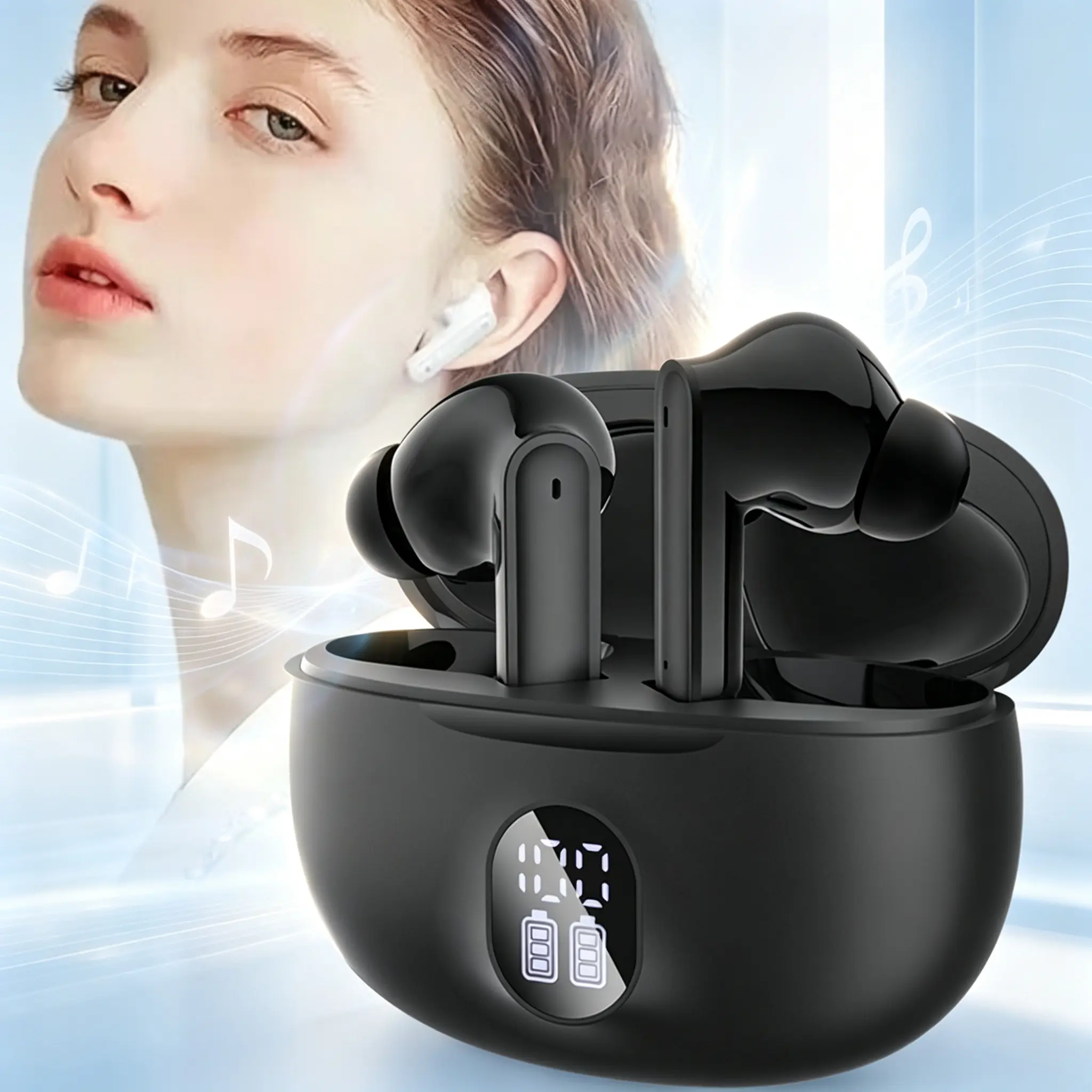 Tempomind  Bluetooth -compatible Wireless Earbuds, Digital LED Power Display,  In‑Ear Headphones for Workout Travel Daily Life