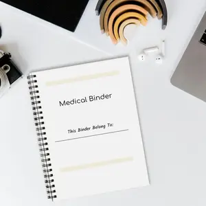 Medical Binder Set, 2 Counts/set Including 1 Count Medical Binder & 1 Count Medical Planner, Personal Health Record Log Book, Spiral Bound Notebook for Nurses and Patients