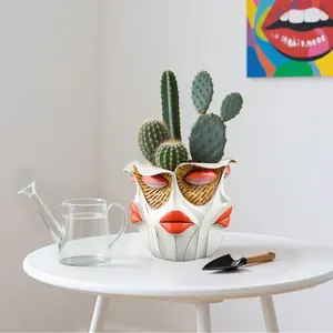 Picasso Abstract Face Planter Pot, Unique Artistic Resin Head Planter Vase, Creative Human Head Succulent Pots, Modern Home Decor Accent, Indoor Outdoor
