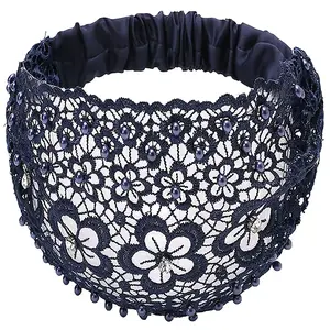 Ladies' Khaki Faux Pearl Hollow Flower Bohemian Headband - 4 Color Options, Vintage-Inspired Hair Accessory for Casual and Cute Looks NONE
