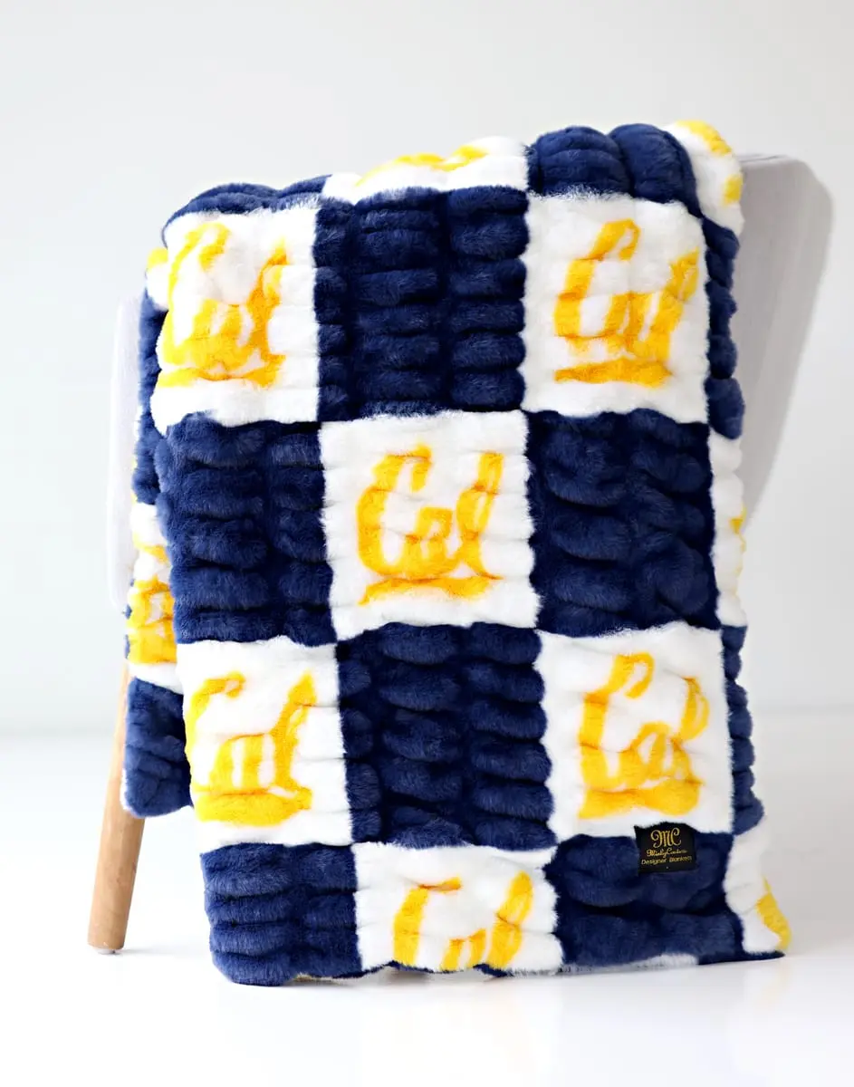 UC Berkeley Bears Soft Cozy Blanket - School Spirit, Infant-Friendly, Modern Blue Checked, 30”x36” and 60”x72” Sizes