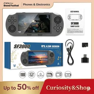 SF3000 Retro Handheld Game Console 4.5inch IPS Screen 854*480 Portable Video Game Console 20000+ Classic Retro Arcade Games Linux System 64G Support Emergency Charging&E-Book Readers (Black) Rechargeable Gaming