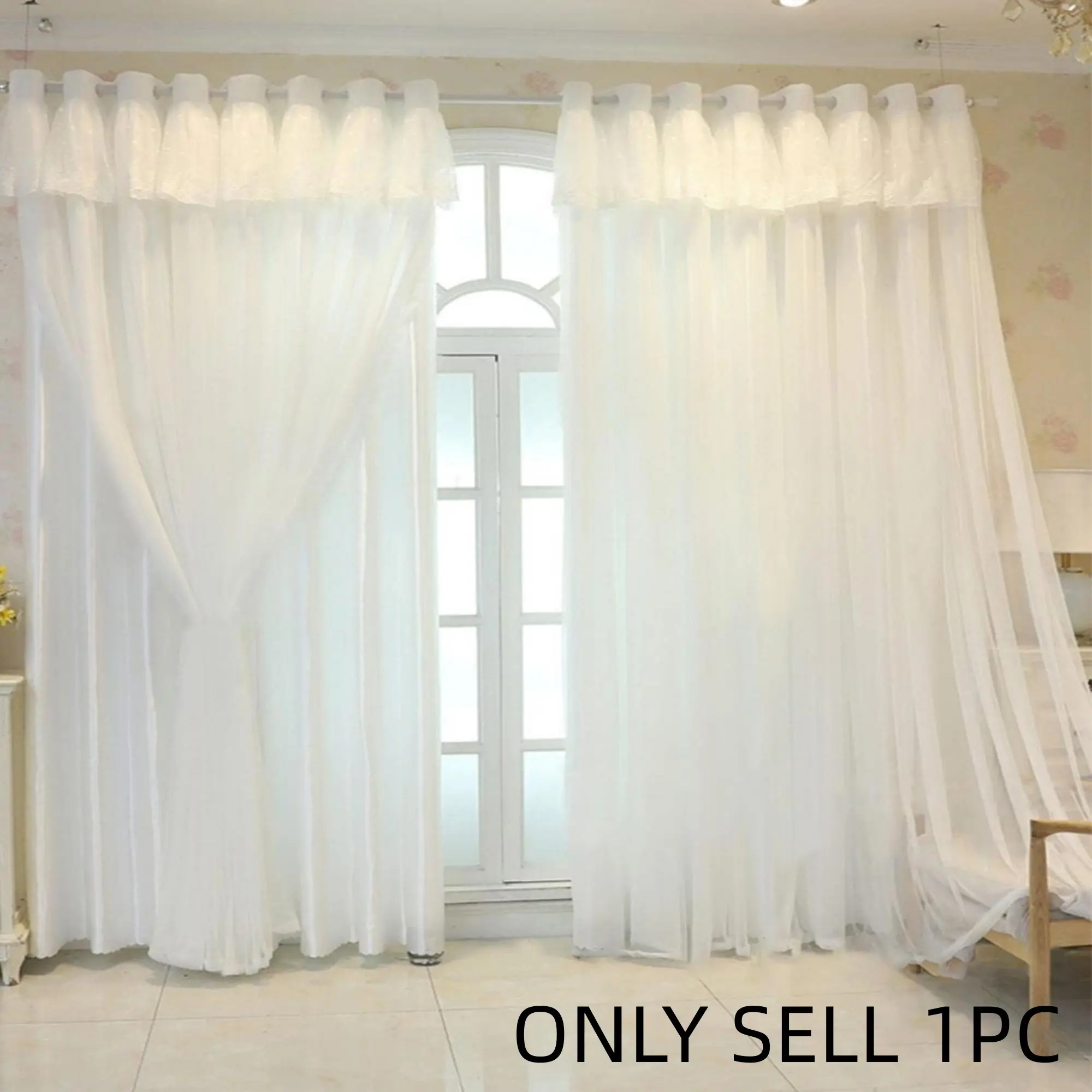 Modern Princess Style Double Layer Blackout Curtains, Elegant Home Decor for Living Room and Bedroom, Casual Korean Weave Design, Home Decoration Curtain Window Curtain, Blackout Window Cover, Home Decorative Curtain