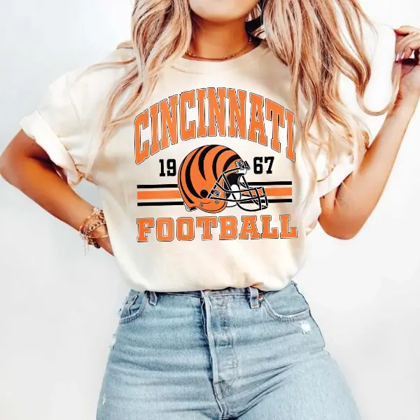 Cincinnati Football Vintage Crewneck T-Shirt, Game Day Pullover, 90s Cincinnati Football Game Day Apparel, Bengal Fan Gift