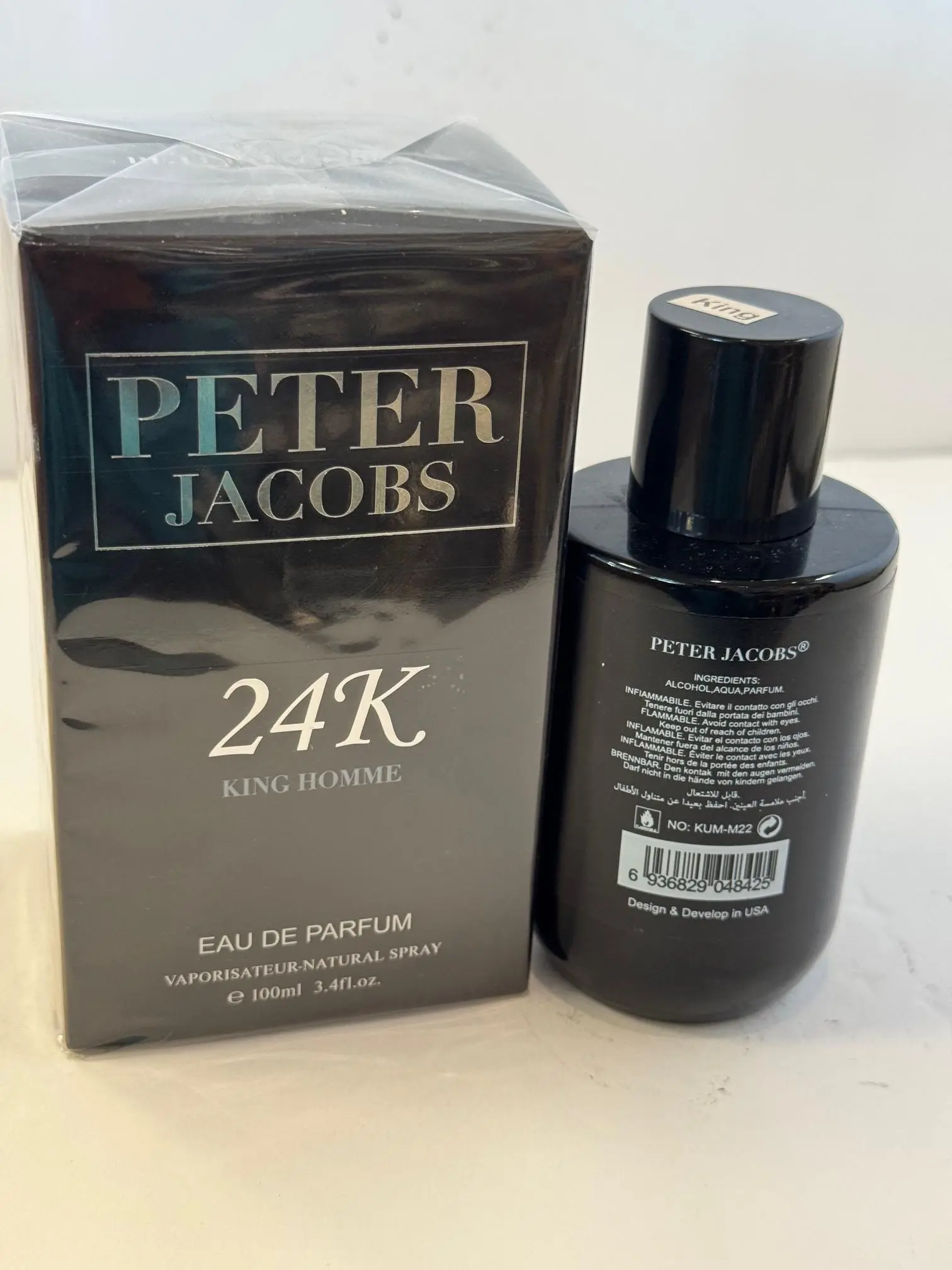 Peter Jacobs 24K KING Homme 3.4 oz / 100 ML Eau de Parfum for Men Long Lasting Aromatic Citrusy Fragrance with Carefully Picked Scents
