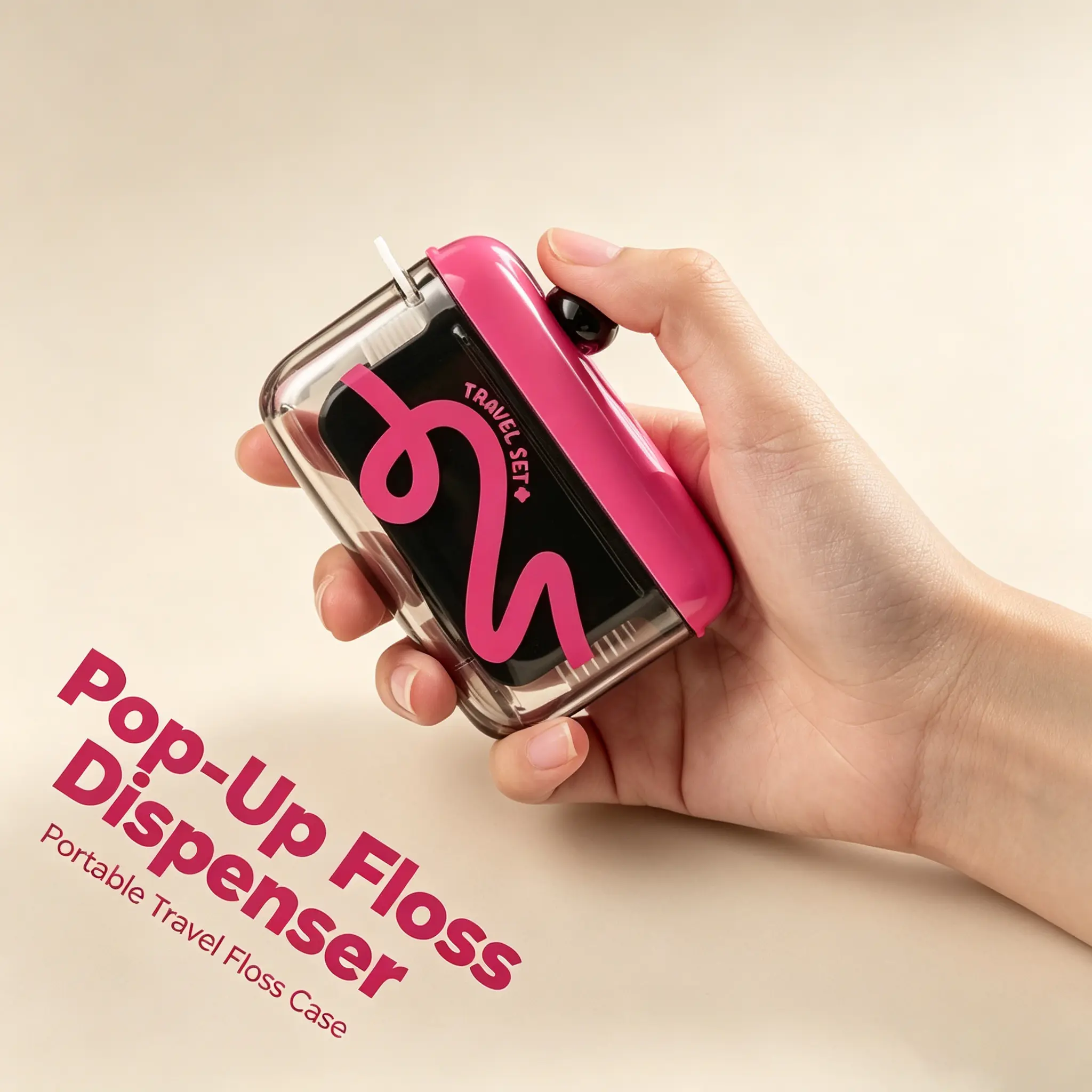 Dental Floss Dispenser Auto Pop-Up Compact Mini Size Transparent Body Built - in Hanging Hole Portable for Home and Travel