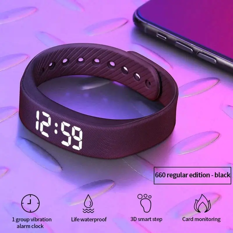 High Quality Unisex Adult Smart Band - Wearable Pedometer Fitness Tracker, Rechargeable Solid Silicone Wristband, Digital LED Screen, Step Counter, Sleep Monitor, Wired USB Sync Port