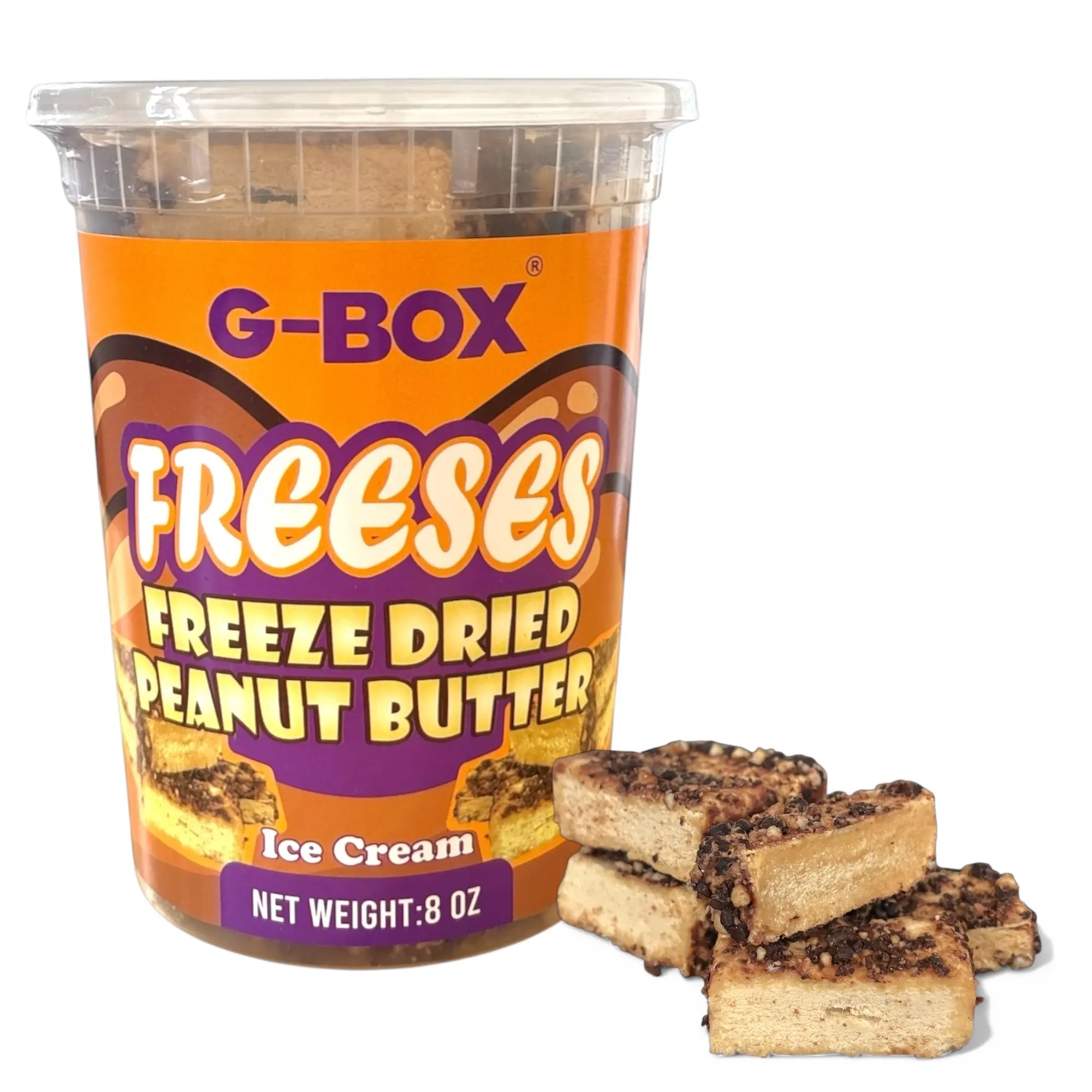 G-BOX Freeze-Dried Peanut Butter Ice Cream Snacks - Crunchy, Airy Frozen Dessert Covered in Milk Chocolate Flavored Coating with Unique Cake Crumbs