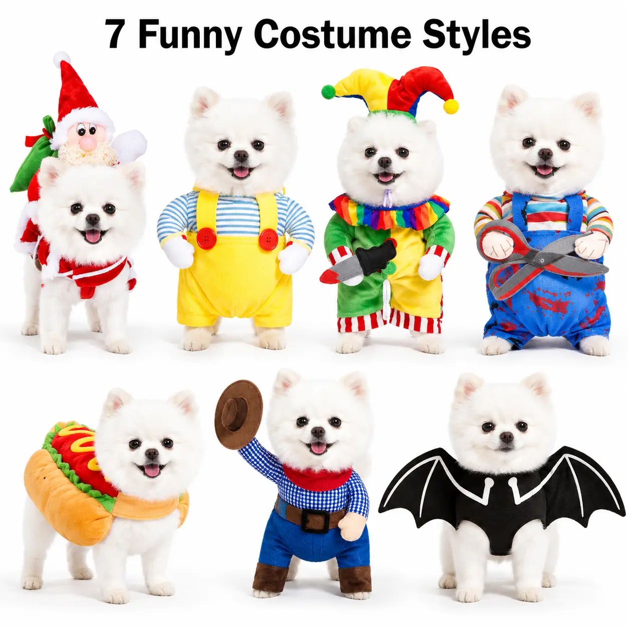 Funny Dog Costume with Stuffed Character Arms, 3D Pet Cosplay Outfit for Small & Medium Dogs, Cute Party Photo Costume, 7 Styles Available