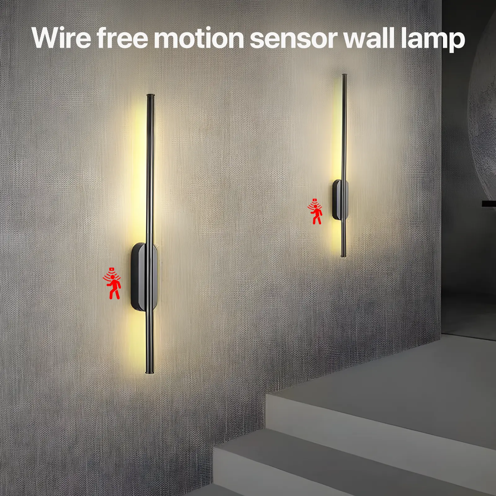 GLITGATE Battery Operated Wall Sconce Set of 2, Dimmable Battery Wall Sconce with Remote Control,3000K-6500K LED Wireless Wall Light for Bedroom,Living Room,  Black(2 Pack)