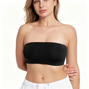 Adjustable strapless bandeau bra featuring a wire-free, pad-free design for a comfortable, snug fit. The anti-slip design ensures stability, and the straps are removable. Perfect for everyday wear.