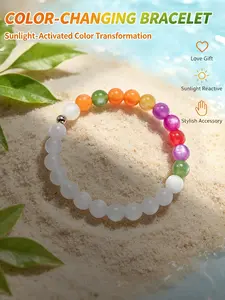 Dopamine Bracelet for Women Colorful UV Reactive Beaded Color Changing Bracelet Mood Jewelry Summer Beach Wear Dress Outfits Accessories