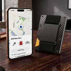 Stouchi MFi-Certified Trackable AirTag Slot Wallet for Men, Carbon Fiber RFID Slim Wallet, Works with Apple Find My to Prevent Loss