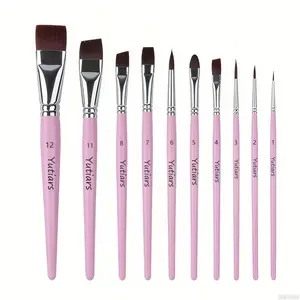 10PCS Pink Face Paint Brush Set Professional Quality Brush Watercolor Paint Brushes For Face Painting Watercolor Acrylic Oil Painting Nail Art