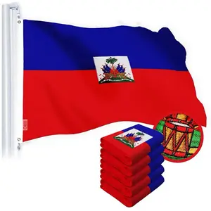 Haitian Flag, 3x5 ft Full-Size Polyester Vinyl Pre-Grommeted Pole Flag Banner for Party Decorations, Pole Flags