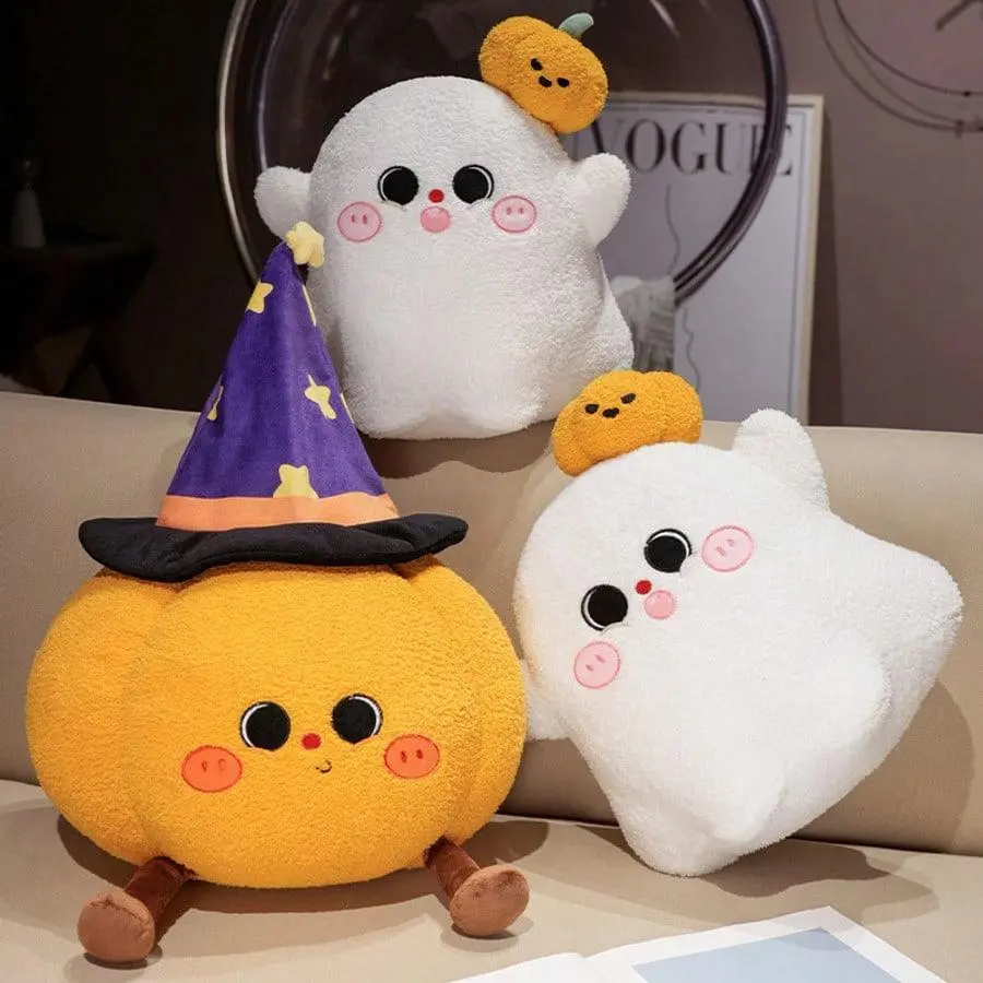 Halloween-themed Plush Toys - Adorable Ghost and Pumpkin Designs for Festive Decor and Playtime Fun