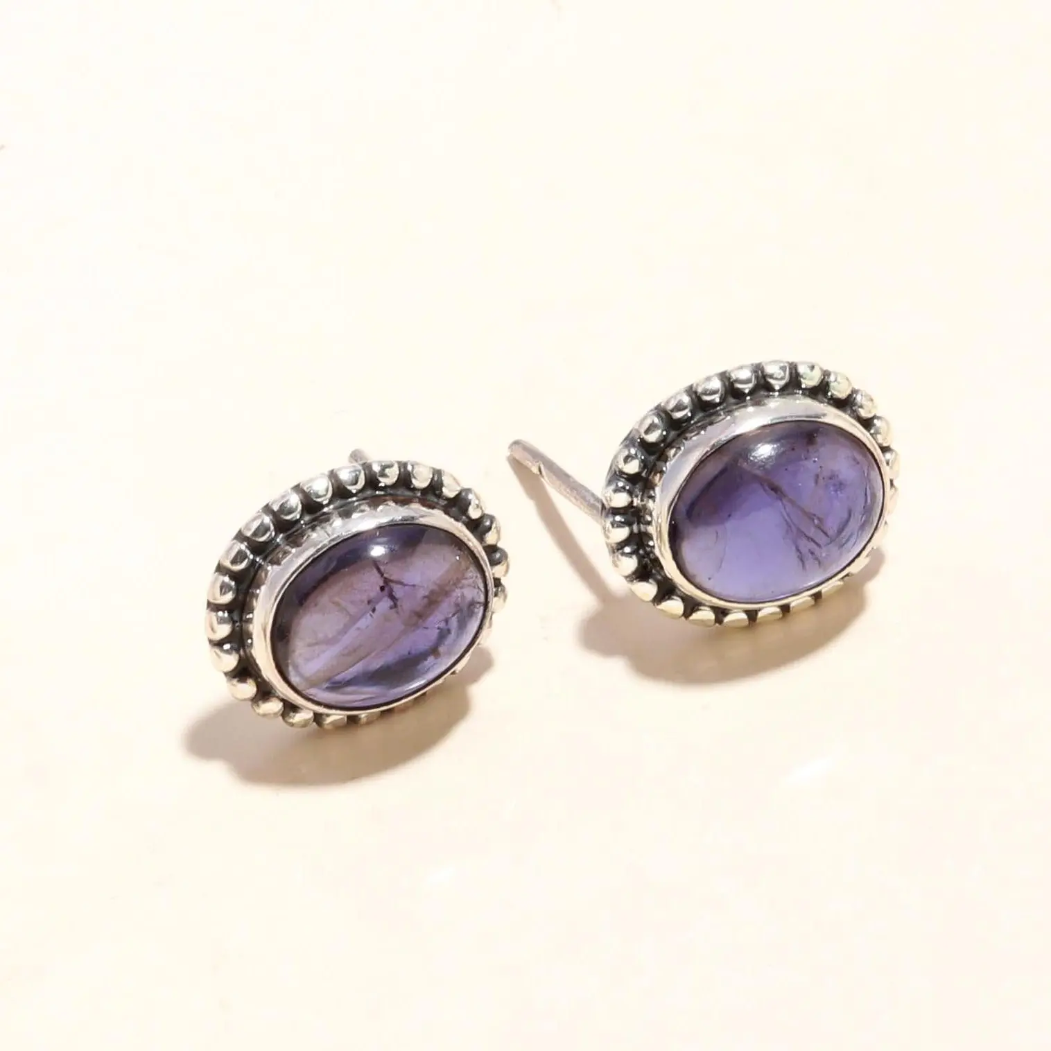 925 Sterling Silver Amethyst Vintage Stud Earrings