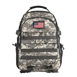 37L Tactical Military Hiking Daypack -  Molle Backpack for Men, with USB Charging Port. Ideal for Camping, Travel, Army, Hunting, Gym. 3 Day Assault Pack Bug Out Bag for Survival.