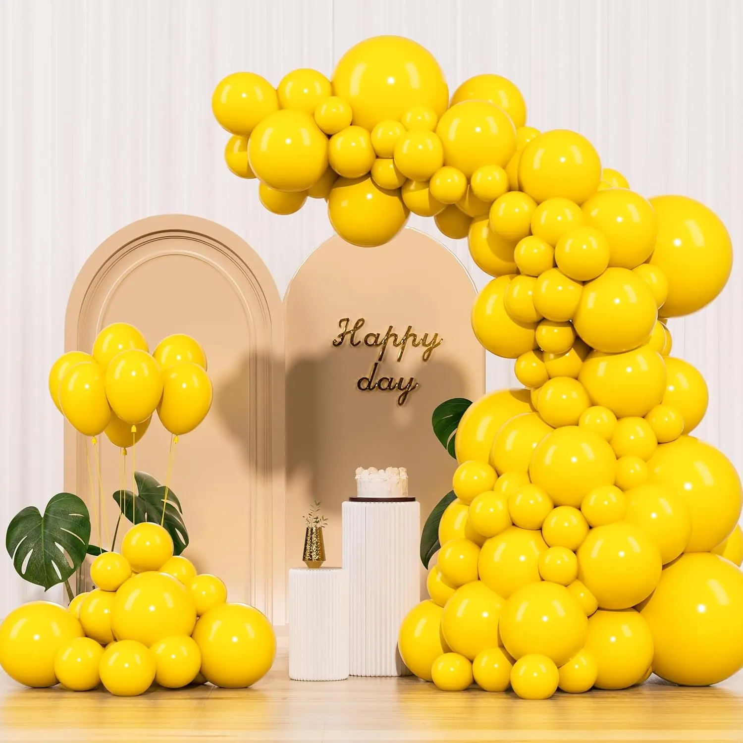 145PCS Bright Yellow Balloon Arch Kit – Mixed Size Latex Balloons for Bee Baby Shower, Sunflower Party, Graduation & Easter Decorations
