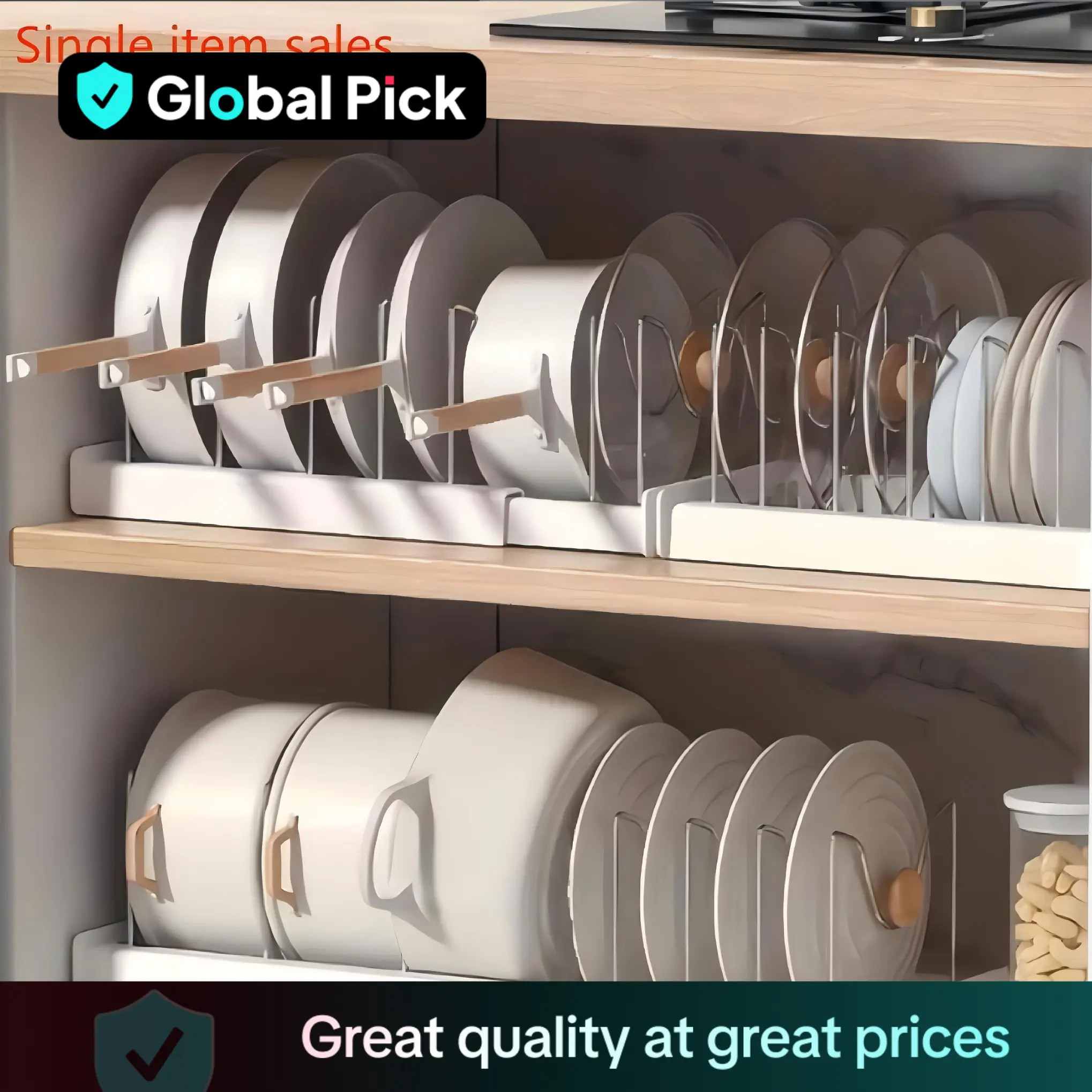 Kitchen Pot Storage Rack, Adjustable Kitchen Pot Lid Storage Rack, Multifunctional Kitchen Storage Organizer