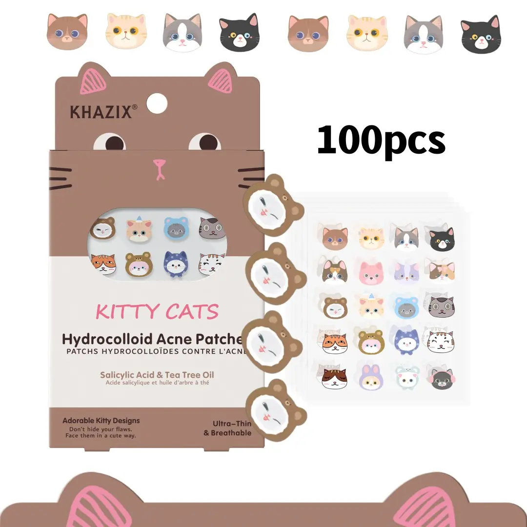 40pcs Cartoon Cat Acne Patches, Salicylic Acid, Cute Cartoon Face Concealer Stickers, Cover Blemishes, Invisible Flaws, Suitable for All Skin Types