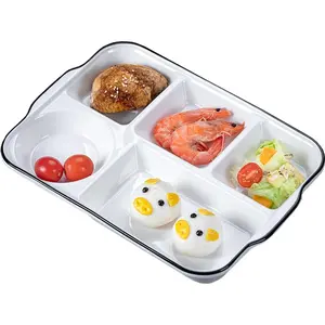Large White Dinner Plates Ceramic Divided Plate 12 Inch 5 Compartment Porcelain Portion Control Plate for Adults Bariatric Diet - Microwave, Oven, and Dishwasher Safe