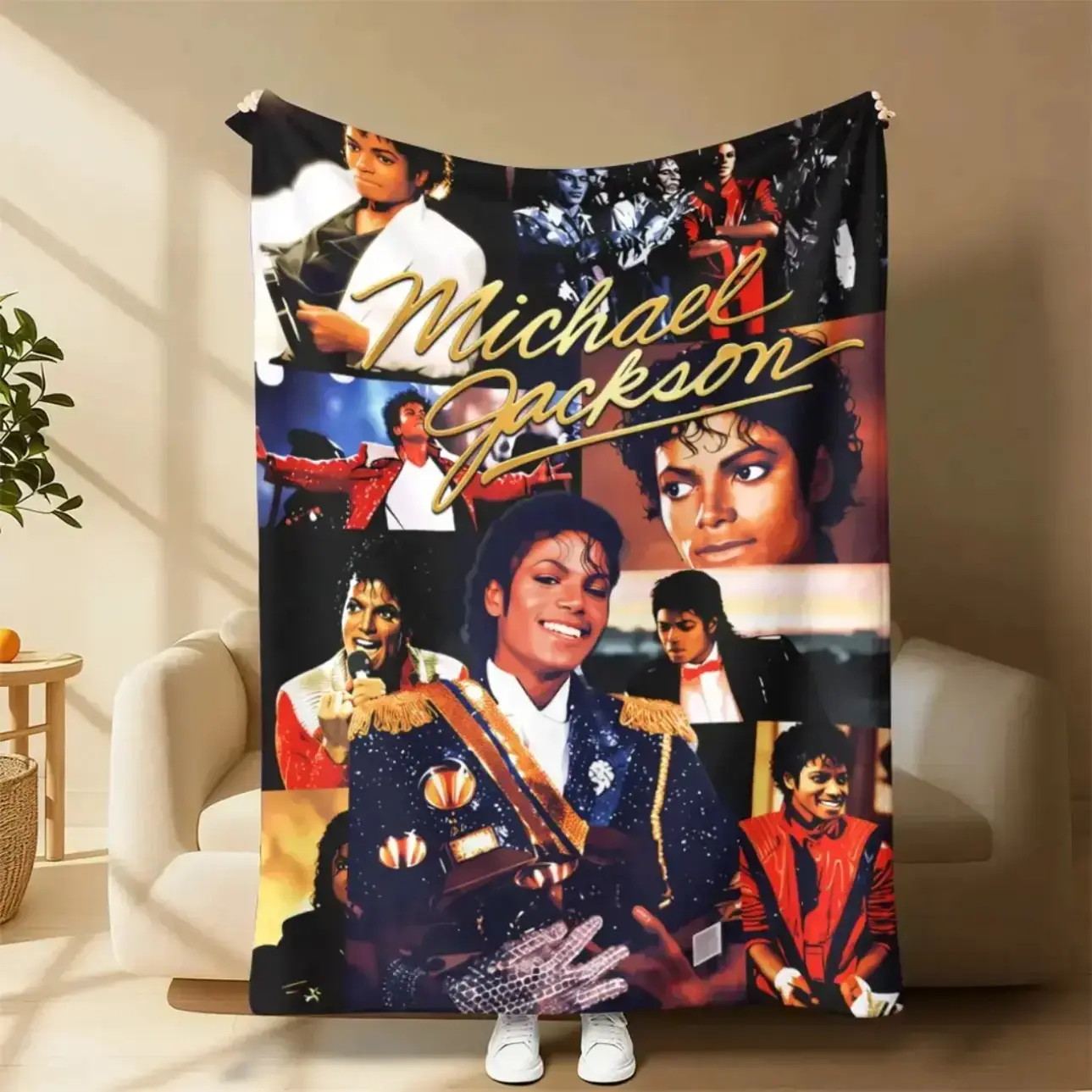 Michael Jackson MJ Music Legend Throw Blanket, Pop Singer Collage Graphic Soft Cozy Plush Bed Blanket, Lightweight Warm Blankets for Bedroom Decor, Couch Sofa Living Room, Birthday Gifts for Music Fans