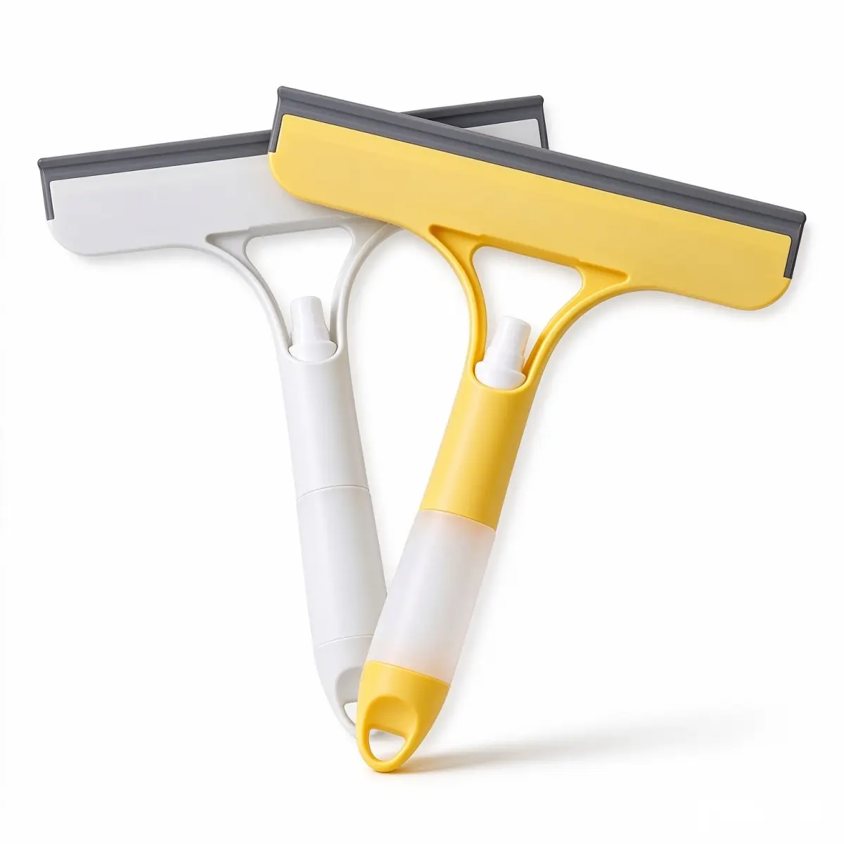 3-in-1 Compact Household Cleaning Tool, Window Cleaning Squeegee & Scraper with Microfiber Cloth & Silicone Blade, All Purpose Squeegees for Home & Auto Use, White & Yellow Home Care Gadget