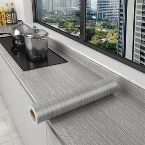 1 Roll Grey And Black Wood Grain Pattern Wallpaper Wall Stickers, Waterproof, Heat Resistant, Easy to Install, Peel And Stick Wallpaper for Kitchen Countertops, Cabinets, Table Tops, Bedrooms, Living Rooms