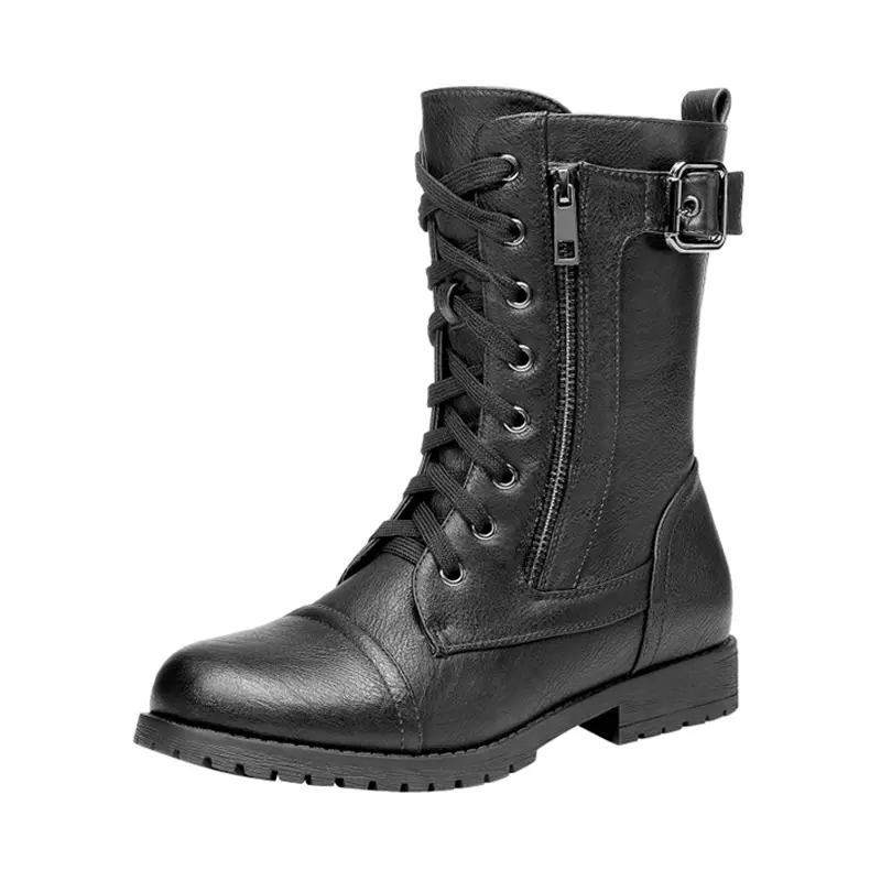 Dream Pairs Women's Winter Mid-Calf Lace-Up Platform Boots, Rubber-Soled Women's Shoe, Warm Footwear for Cold Weather