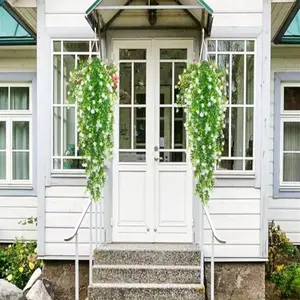 Vibrant Artificial Hanging Flower Set, Durable Daisy & Eucalyptus, Indoor Outdoor Decor, 4 Pieces, Colorful Floral Arrangement