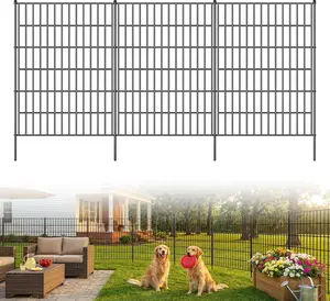 10 Panel No Dig Decorative Garden Fence, 40” x 25ft Rustproof Metal Animal Barrier Fence for Dogs & Rabbits, Outdoor Yard & Patio Border Fencing for Flower Beds, Garden & Pool Areas