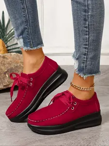 Women's Casual Sports Shoes, Lightweight All-Season Fabric, PU Sole, Stable Support, Breathable Mesh Design, Plain Color, Casual Sneakers