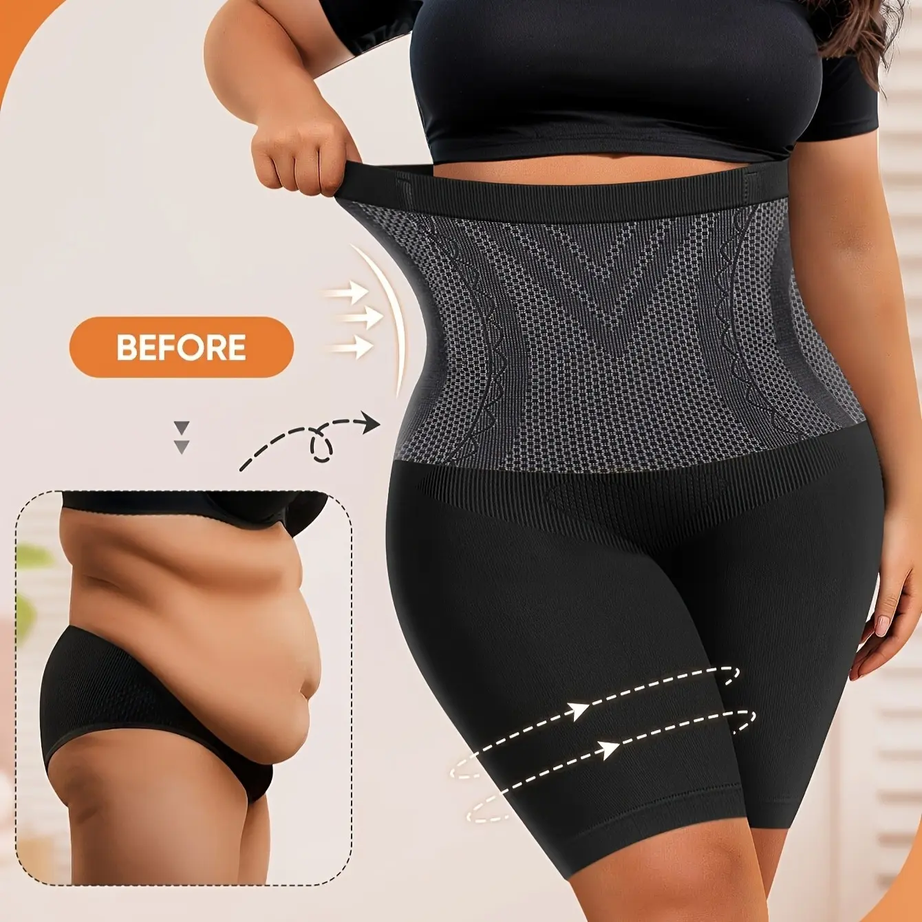 Women's Plus Size High-Waist Shaper Panties - Stretch Seamless Boyshorts, Breathable Long Leg, Tummy Control, Butt Lift Compression Shapewear for Curve Women