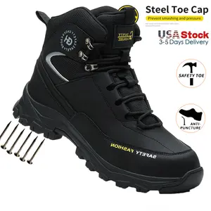 Work Boots Indestructible Safety Shoes Men Steel Toe Shoes Puncture-Proof Sneakers Male Footwear  Non Slip Work Shoes Waterproof boots Anti shock Protective Boots Construction Work & Daily Wear