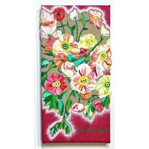 3-Dimensional, Textured Floral Acrylic and Molding Paste Painting, “Watch Me Bloom”