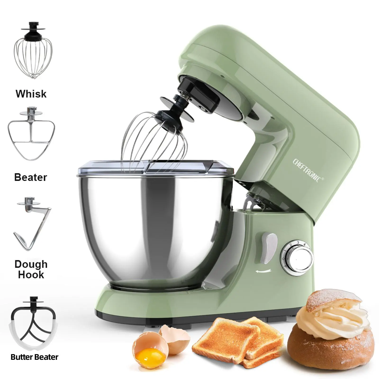 The Ultimate Baking Helper: 500W Stand Mixer | 4.5QT Stainless Steel Bowl | Comes with Dough Hook, Whisk & More | US Plug | Kitchen Mixer, Powerful Kitchen Mixer
