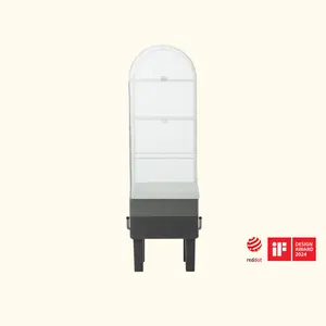 Vego Garden EZCube Self-Watering Planter 21"x24" Elevated Fog Gray Stackable Pots with Cage & Cover Bundle for Herbs Vegetables & Climbing Plants