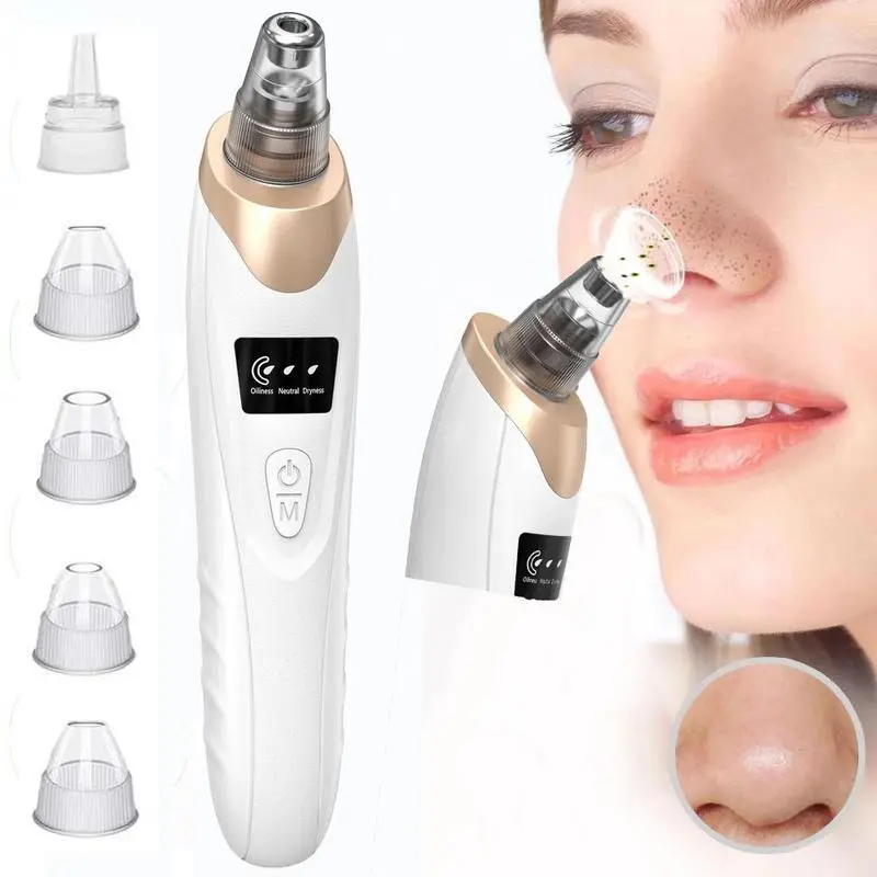 Blackhead Remover Pore Vacuum with USB Rechargeable Battery, Deep Cleansing Facial Tool with 5 Probes & 3 Levels for Sensitive Skin, Travel Size, Blackhead Extractor Tool, Facial Cleaning Tool