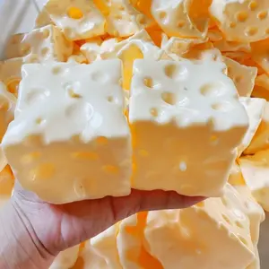2026 7cm Square Cheese Ball Slow Bounce Toy, RealisticBread Texture, Tpr Shell, Perfect Gift for Birthday, Christmas,Halloween, Easter