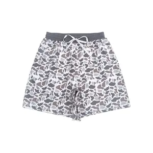 Men's Stylish Camo Swimming Shorts - S0403 Brown & Gray Quick-Dry Breathable Athletic Swim Trunks, Beach Trunks for Summer Sports & Outdoor Use