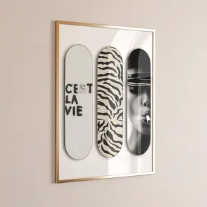 Trendy Zebra Skateboard Poster, Luxury Fashion Print, Graphic Pictures Of Women, 70s Home Decor, Trendy Wall Art, Hypebeast Aesthetic Modern Chic Decor Girly Dorm Decor