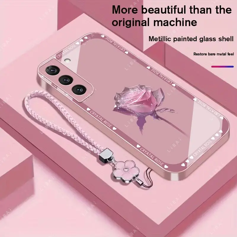 Suitable for [Galaxy S22 5g] Brand new premium phone case,  Free four-leaf clover lanyard，drop-proof and fingerprint-resistant，simple and elegant design，multiple colors available YM99